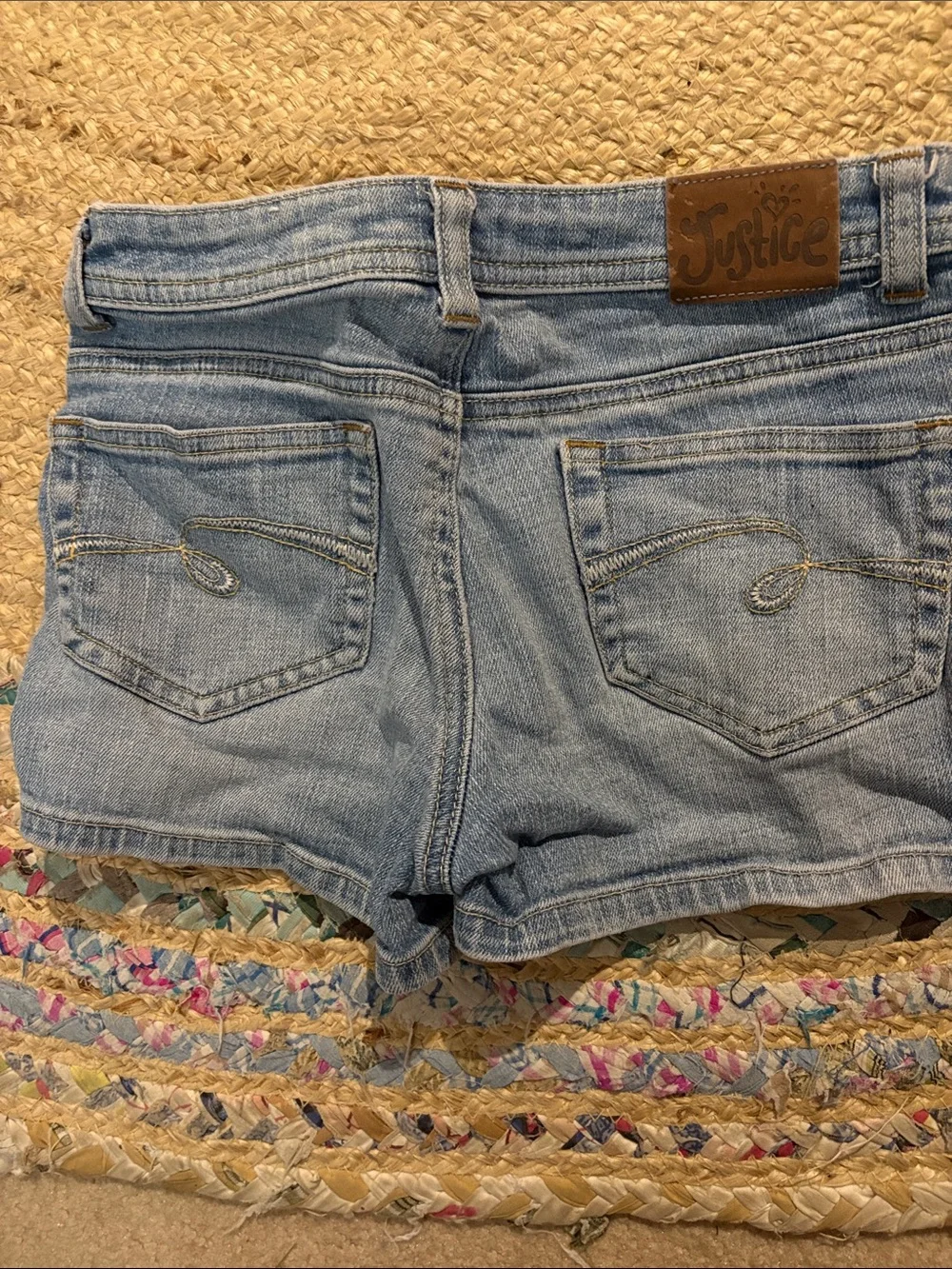Justice Faded Light Blue Denim Shorts